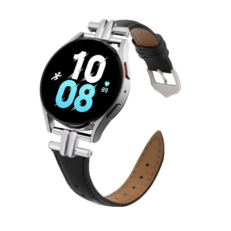 H-shaped Metal Buckle Leather Watch Band