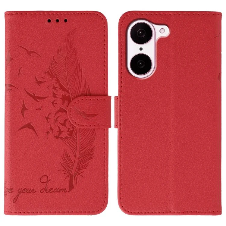 Feather Pattern Litchi Texture Leather Phone Case, For OnePlus Nord CE5