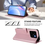 Litter Panda Embossing RFID Leather Phone Case with Lanyard, For Xiaomi 14 Pro, For Xiaomi 14, For Xiaomi 13T / 13T Pro - Image 4