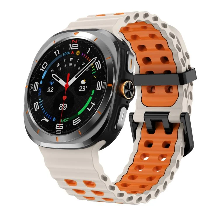 xDfind Black Buckle Ocean Two Color Dual-row Hole Silicone Watch Band