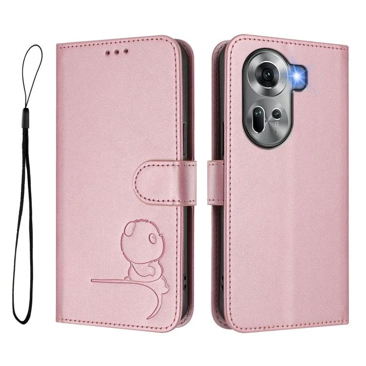 EDA008378802A_1.webp Litter Panda Embossing RFID Leather Phone Case with Lanyard, For OPPO Reno11 5G Global, For OPPO Reno11 Pro 5G Global, For OPPO Find X7 Ultra - Image 2
