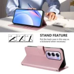 Litter Panda Embossing RFID Leather Phone Case with Lanyard, For OPPO Reno12 Pro 5G Global, For OPPO Reno12 5G Global, For OPPO A2 Pro 5G / F27 Pro / F27 Pro+ - Image 4