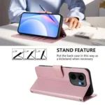 Litter Panda Embossing RFID Leather Phone Case with Lanyard, For OPPO Reno13 F 5G / 4G, For OPPO Find X8, For OPPO A3x 4G / 5G - Image 4