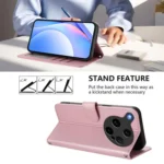 Litter Panda Embossing RFID Leather Phone Case with Lanyard, For OPPO Find X8 Ultra 5G, For OPPO A5 Pro 4G / 5G Global, For OPPO F29 Pro 5G Global - Image 4