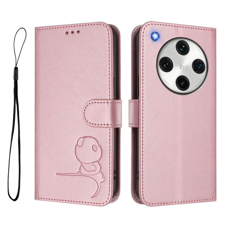 EDA008378815A_1.webp Litter Panda Embossing RFID Leather Phone Case with Lanyard, For OPPO Find X8 Pro, For OPPO A78 5G Global / A1x, For OPPO Find X6 Pro - Image 2