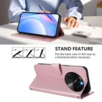 Litter Panda Embossing RFID Leather Phone Case with Lanyard, For OPPO Find X6 - Image 4