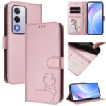 Litter Panda Embossing RFID Leather Phone Case with Lanyard, For OPPO A80 5G EU / A3 Pro 5G Global, For OPPO Reno12 F 4G / 5G Global, For OPPO K12x 5G Global