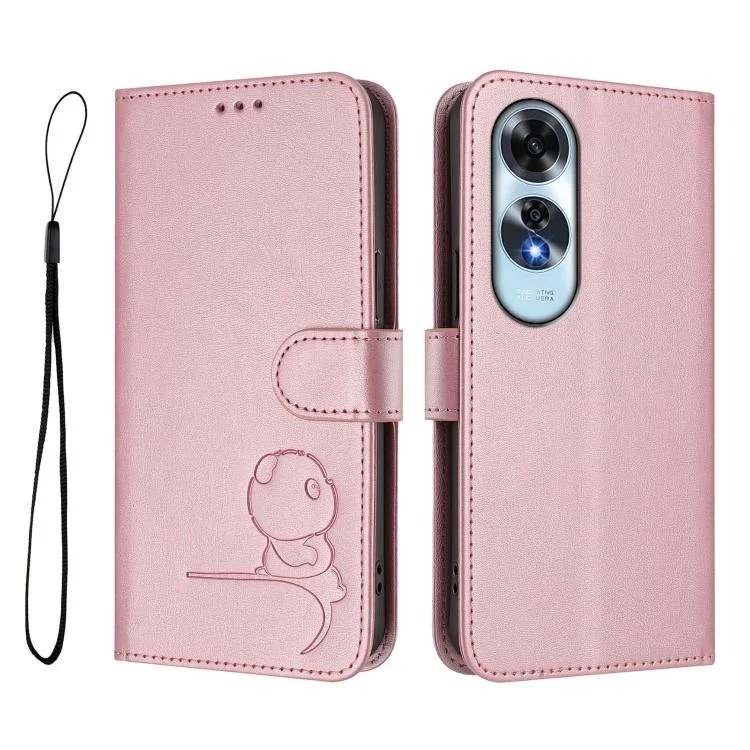 EDA008378828A_1.webp Litter Panda Embossing RFID Leather Phone Case with Lanyard, For OPPO A60 4G Global, For OPPO Reno11 F 5G Global, For OPPO Find X7 - Image 2