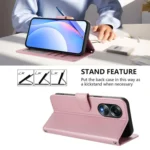 Litter Panda Embossing RFID Leather Phone Case with Lanyard, For OPPO A58 4G Global, For OPPO Reno10 / Reno10 Pro Global, For OPPO A78 4G Global - Image 4