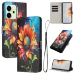 Color Drawing Pattern Leather Phone Case, For OPPO Reno14 Pro 5G Global, For OPPO Reno14 5G Global