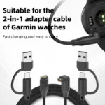 For Garmin 2 in 1 Type-C and USB-A Braid Watch Charging Cable, Length: 1m - Image 2