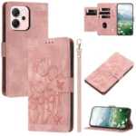 Tulips Embossed Leather Phone Case with Lanyard, For OPPO Reno14 F 5G, For OPPO Reno14 5G Global, For OPPO Reno13 F 5G / 4G