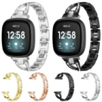 xDfind X-Shaped Single Row Diamond Metal Watch Band - Image 2