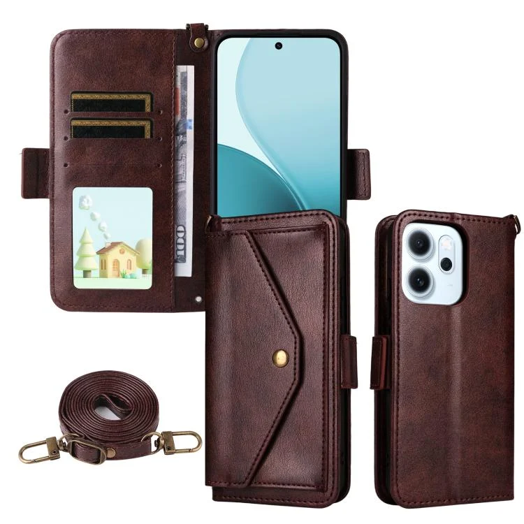 Multi-card Slots Crossbody Cowhide Leather Phone Case, For OPPO Reno14 / Reno14 F 5G Global, For OPPO A5x 5G / 4G, For OPPO A5 5G / 4G Global, For OPPO Reno14 Pro 5G