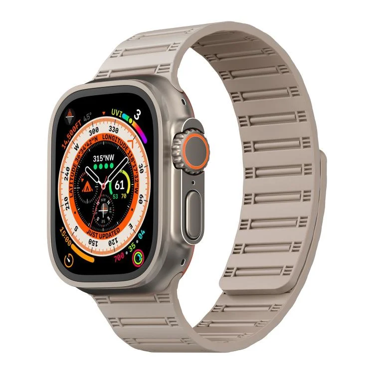 Cylinder Magnetic Two-color Loop Silicone Watch Band, For Apple Watch 46mm / 49mm / 45mm / 44mm