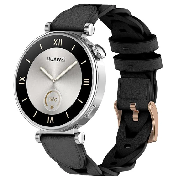 Rose Gold Buckle Twist Leather Watch Band