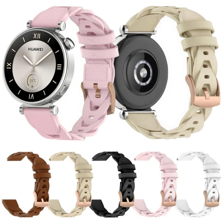 EDA0084143_B1.webp Rose Gold Buckle Twist Leather Watch Band - Image 2