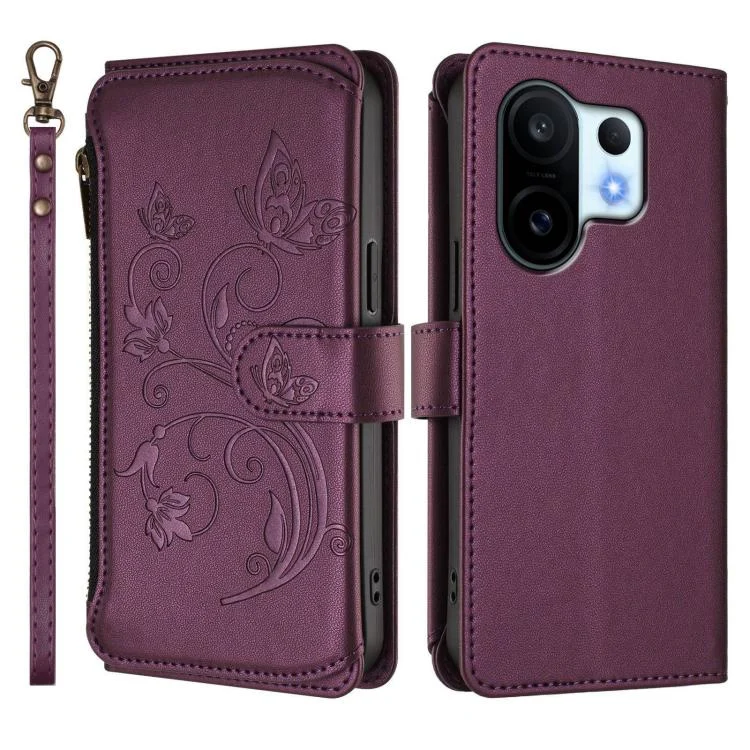 EDA008415002A_1.webp Butterfly Love Flower Multi-card Zipper Wallet Leather Phone Case, For vivo S30 Pro mini, For vivo S30 - Image 2