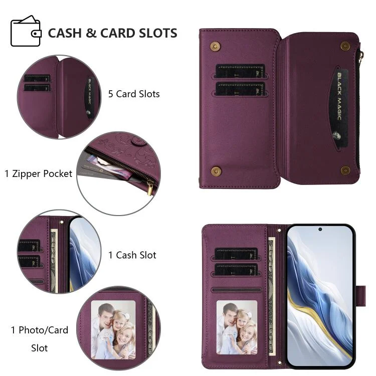EDA008415004A_4.webp Butterfly Love Flower Multi-card Zipper Wallet Leather Phone Case, For vivo X200s, For vivo Y300 Pro+ 5G / iQOO Z10 5G - Image 5