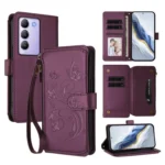 Butterfly Love Flower Multi-card Zipper Wallet Leather Phone Case, For vivo Y100 5G IDN / Y200e Global, For vivo V40e 5G India / iQOO Z9s 5G