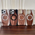 Walnut Metal Frameless 360 Degree Rotation Holder MagSafe Phone Case, For iPhone 16 Pro Max, For iPhone 16 Pro, For iPhone 15 Pro Max, For iPhone 15 Pro - Image 2