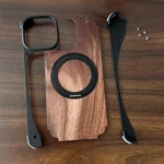 Walnut Metal Frameless 360 Degree Rotation Holder MagSafe Phone Case, For iPhone 16 Pro Max, For iPhone 16 Pro, For iPhone 15 Pro Max, For iPhone 15 Pro - Image 3