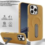 VIETAO Suede MagSafe PU Leather Phone Case with Holder, For iPhone 15 Pro, For iPhone 15 - Image 2