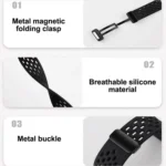 xDfind Hole Style Magnetic Black Buckle Silicone Watch Band - Image 6
