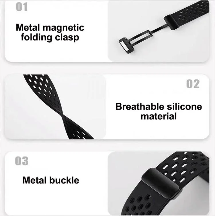 EDA0084300_B5.webp xDfind Hole Style Magnetic Black Buckle Silicone Watch Band - Image 6