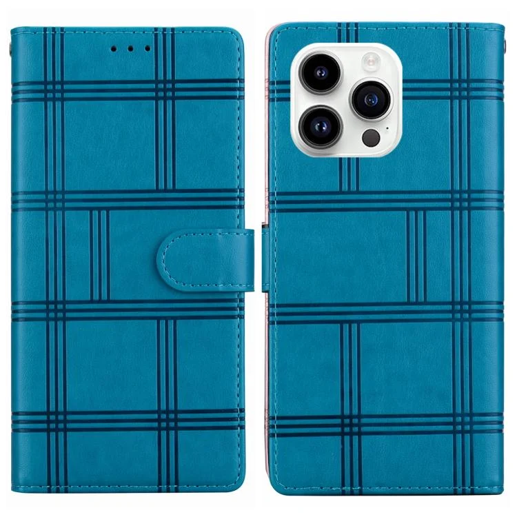 EDA008438806A.webp Embossed Checkered Leather Phone Case, For iPhone 16 Pro Max, For iPhone 16 Plus, For iPhone 16, For iPhone 15 Pro Max - Image 1