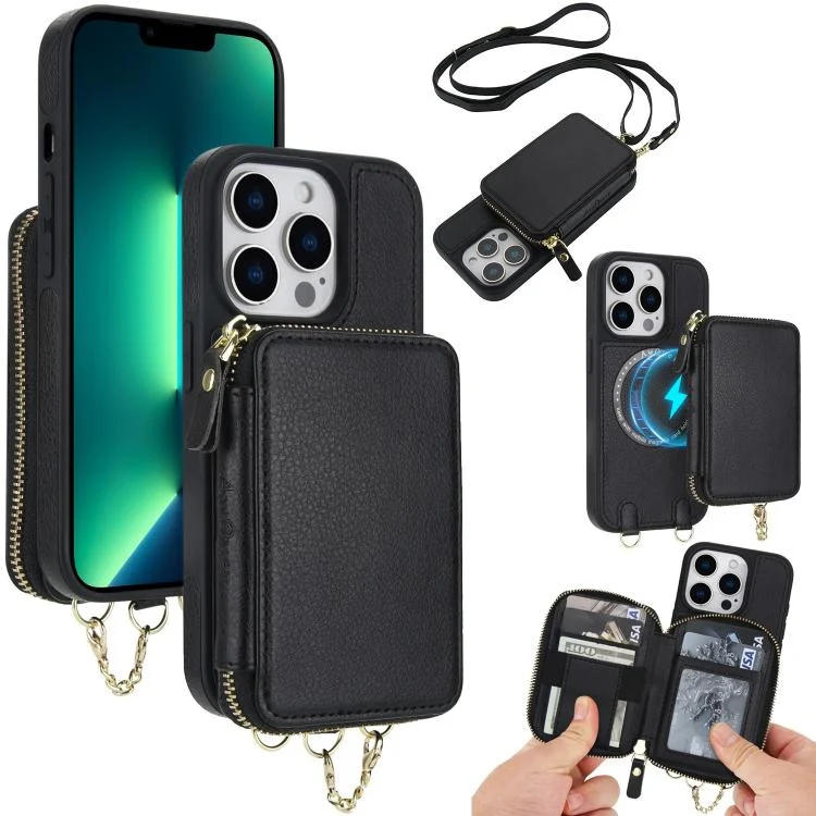 AwQuer 2 in 1 Crossbody Wallet Leather Back Phone Case, For iPhone 13 Pro Max, For iPhone 13 Pro