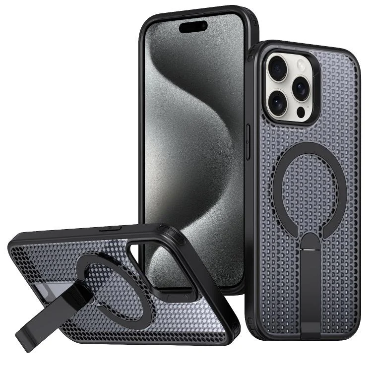 kalebol Honeycomb Cooling MagSafe Holder Phone Case, For iPhone 15 Pro Max, For iPhone 15 Pro, For iPhone 15 Plus