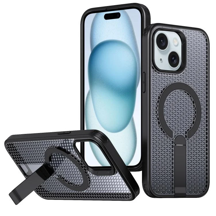 kalebol Honeycomb Cooling MagSafe Holder Phone Case, For iPhone 15, For iPhone 14 Plus, For iPhone 14