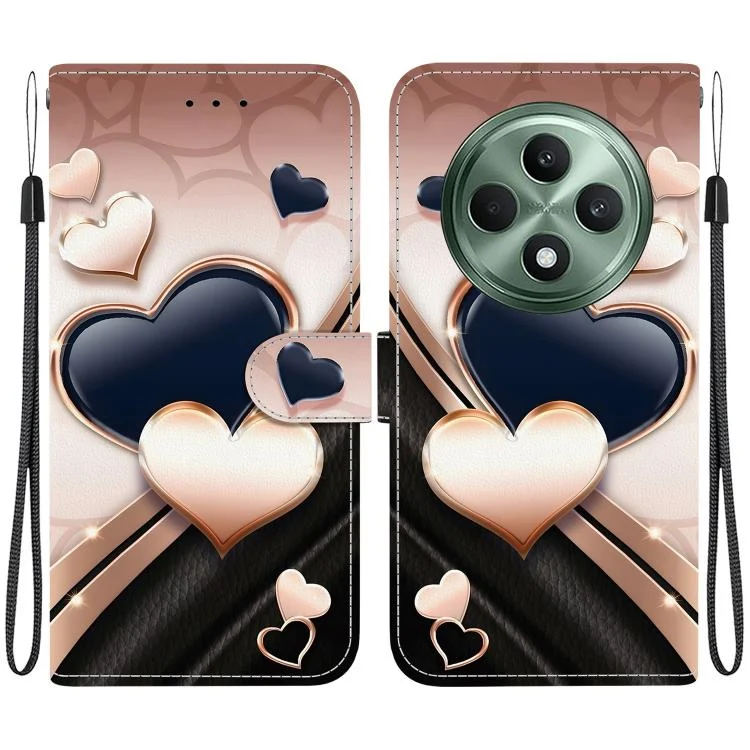 Crystal Texture Colored Drawing Leather Phone Case, For OPPO Reno12 F 4G / 5G, For OPPO Reno12 Pro Global