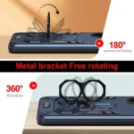 Double-Ring Holder PC Hybrid TPU Phone Case, For Redmi A5 4G 171.7mm / Poco C71, For Redmi Note 14 Pro 4G / 5G, For Redmi Note 14 4G 163.25mm / 5G, For Redmi 14C 4G / Poco C75, For Redmi Note 14 Pro+ - Image 5