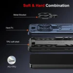 Double-Ring Holder PC Hybrid TPU Phone Case, For Redmi A5 4G 171.7mm / Poco C71, For Redmi Note 14 Pro 4G / 5G, For Redmi Note 14 4G 163.25mm / 5G, For Redmi 14C 4G / Poco C75, For Redmi Note 14 Pro+ - Image 6