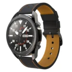 For Samsung Galaxy Watch 3 45mm Round Hole Line Genuine Leather Replacement Strap Watchband - Image 3
