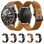 For Samsung Galaxy Watch 3 45mm Round Hole Line Genuine Leather Replacement Strap Watchband - Image 2