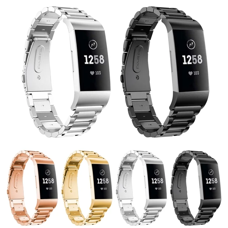 FCW1455_B2.webp Three Beads Slingshot Buckle Solid Stainless Steel Watch Band for Fitbit Charge 4 - Image 3