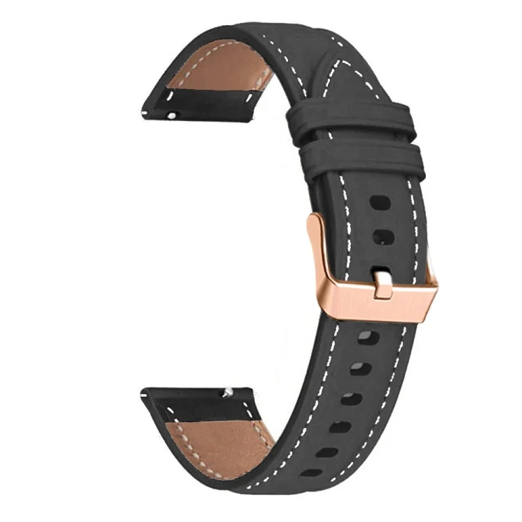 GARM0001B_1.webp For Garmin Forerunner 265S / 255S / Venu 2S 18mm Rose Gold Buckle Genuine Leather Watch Band - Image 4