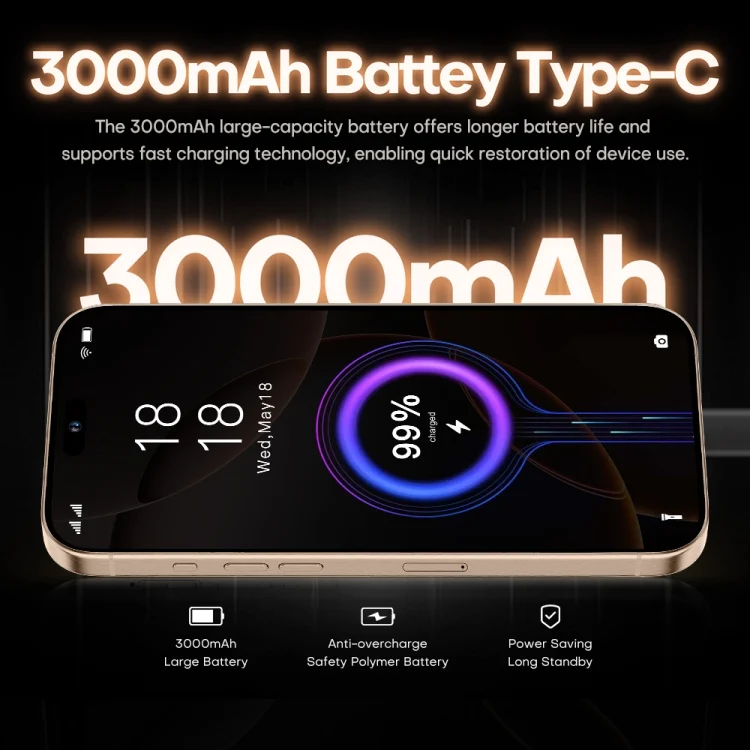 MPH7360_B9.webp i16 Pro Max / A08, 3GB+32GB, 6.73 inch Screen, Face Identification, Android 8.1 MTK6753 Octa Core, Network: 3G, Dual SIM, AU Plug - Image 10