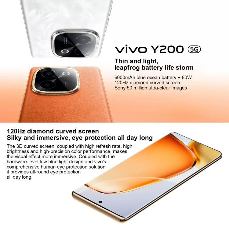 MPH7550_B1.webp vivo Y200, Dual Back Cameras, 12GB+256GB, Face ID Screen Fingerprint Identification, 6.78 inch Android 14.0 OriginOS 4 Snapdragon 6 Gen 1 Octa Core 2.2GHz, OTG, Network: 5G, Support Google Play - Image 2