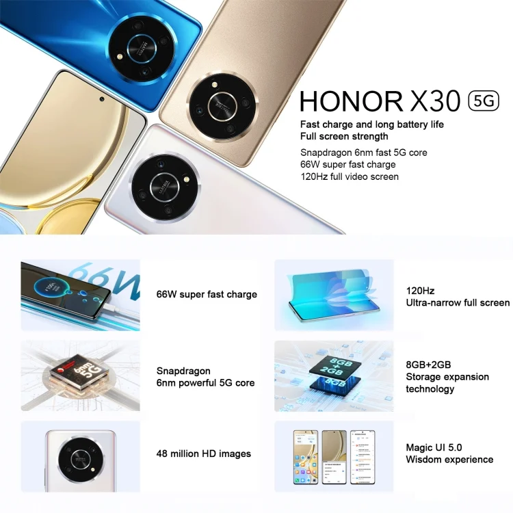 MPH8986_B1.webp Triple Back Cameras, Side Fingerprint Identification, 4800mAh Battery, 6.81 inch Magic UI 5.0 Qualcomm Snapdragon 695 Octa Core up to 2.2GHz, Network: 5G, OTG, Not Support Google Play - Image 2