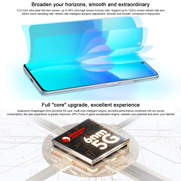 MPH8986_B2.webp Triple Back Cameras, Side Fingerprint Identification, 4800mAh Battery, 6.81 inch Magic UI 5.0 Qualcomm Snapdragon 695 Octa Core up to 2.2GHz, Network: 5G, OTG, Not Support Google Play - Image 3
