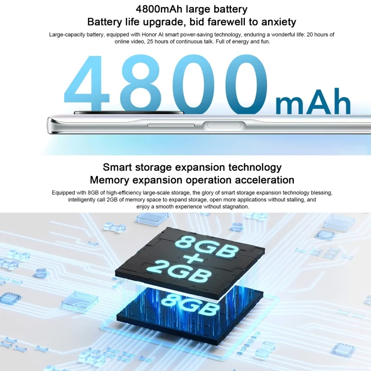MPH8986_B4.webp Triple Back Cameras, Side Fingerprint Identification, 4800mAh Battery, 6.81 inch Magic UI 5.0 Qualcomm Snapdragon 695 Octa Core up to 2.2GHz, Network: 5G, OTG, Not Support Google Play - Image 5