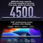 Triple Back Cameras + Dual Front Cameras, In-screen Fingerprint Identification, 4500mAh Battery, 6.55 inch MIUI 14 Dimensity 8200-Ultra Octa Core 4nm up to 3.1GHz, Network: 5G, NFC - Image 10