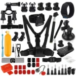 PULUZ 53 in 1 Accessories Total Ultimate Combo Kits (Chest Strap + Suction Cup Mount + 3-Way Pivot Arms + J-Hook Buckle + Wrist Strap + Helmet Strap + Extendable Monopod + Surface Mounts + Tripod Adapters + Storage Bag + Handlebar Mount) for GoPro, Insta360, DJI and Other Action Cameras