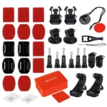 PULUZ 53 in 1 Accessories Total Ultimate Combo Kits (Chest Strap + Suction Cup Mount + 3-Way Pivot Arms + J-Hook Buckle + Wrist Strap + Helmet Strap + Extendable Monopod + Surface Mounts + Tripod Adapters + Storage Bag + Handlebar Mount) for GoPro, Insta360, DJI and Other Action Cameras - Image 14