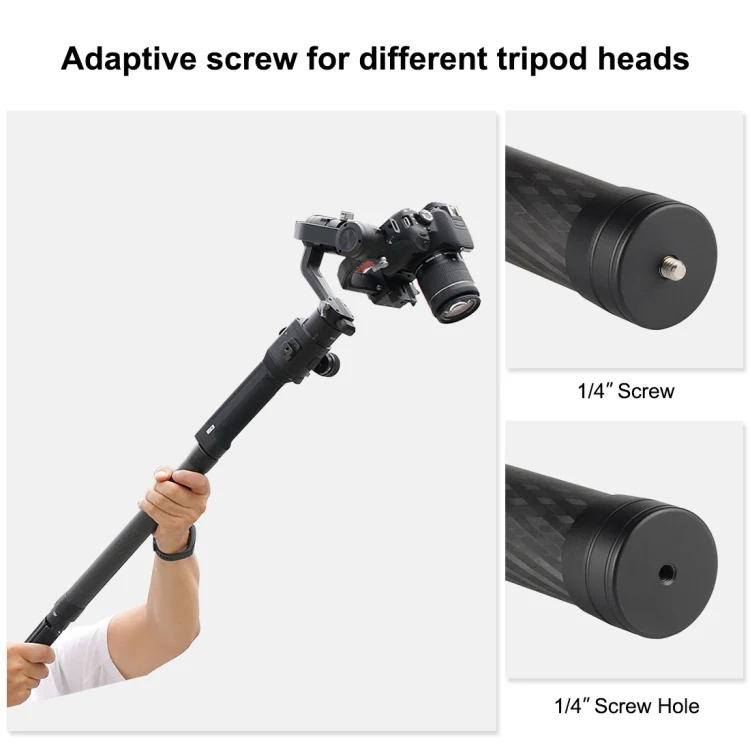 PU438B_3.webp PULUZ Carbon Fiber Extension Monopod Pole Rod Extendable Stick for DJI / MOZA / Feiyu V2 / Zhiyun G5 / SPG Gimbal, Length: 35cm - Image 5