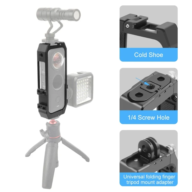PU571B_2.webp PULUZ Protective Cage Rig Housing Frame with Cold Shoe Mounts & Magnetic Folding Tripod Adapter for Insta360 ONE X2 - Image 3